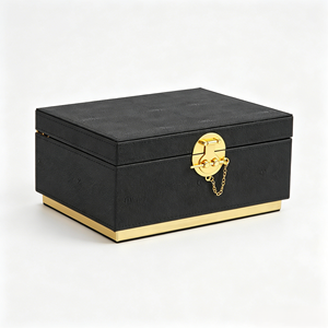 Luxury PU Leather Decorative Storage Box Hasps Closure Modern Cosmetic Jewelry Organizer Large Living Room Bedroom Decor