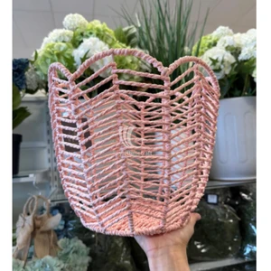 Hot Wicker Tulip Shape Handwoven Straw Storage Basket from Vietnam