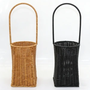 Handmade Rattan Flower Basket With Handle Natural Rattan Tall Basket For Floral Arrangement