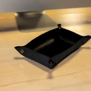 Portable Foldable Leather Valet Tray for Storage and Entryway Organization-LTY-0041B