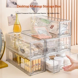 Desktop Cosmetic Transparent Storage Rectangular 12 Capacity Stationery Jewelry Bathroom Drawer Type Multi-layer Plastic