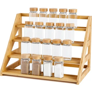 Wholesale 3 Tiers Bamboo Spice Rack Organizer Seasoning Organizer Holder Kitchen Storage Rack for Spice Jars