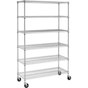 Industrial Commercial Modern 6-Layer Chrome Chicken Wire Mesh Tools Storage Rack Kitchen Metal Standing Type Detachable Factory
