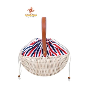 H&T 2025 OEM Rattan Summer Bags Bread Flower Picnic Handmade Woven Custom Straw Wicker Rattan Storage Basket