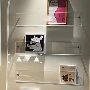 Custom Modern Acrylic Floating Shelf Transparent Wall-Mounted Decorative Storage for Bathroom Office Living Room Polished Design
