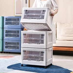 Clear Latch Plastic Stackable Storage Box Folding Plastic Container Collapsible Storage Bin with Lids