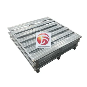 1200x1000mm Heavy Duty Galvanized Steel Storage Pallets Cold Storage Racking Warehouse Forklift Reinforced Welded Frame