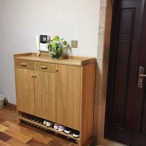 Modern Solid Wood Living Room Dining Red Oak Cabinet Storage Sideboard Bookcase Factory Price for Shoe Organization