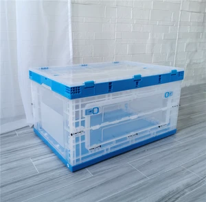 Wholesale clear Plastic Storage Folding Transparent Storage Stackable Container Box Boxes with Lid Dividers