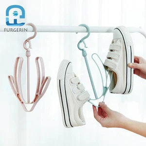 Shoes Drying Rack Plastic Hanging Storage Shelf Shoe Rack With 2 Hooks Socks Hanger for Shoe