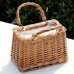 Natural Rattan Woven Basket Tote Handmade Wicker Handbag for Valentine's Day & Christmas Home Picnic Storage