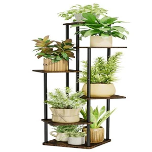 Vintage Modern Plant Stand Wood Metal Indoor Tall Flower Stand Foldable Eco-Friendly Gift for Plant Lovers Calvin Handicraft
