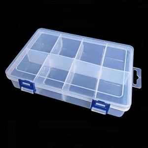 Large 8-compartment Removable Double-latch Transparent Plastic Storage Box for Jewelry, Cards, Hardware Tools, and Medicine
