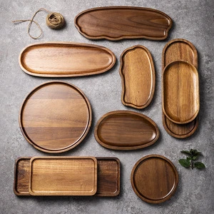 Solid Acacia Wood Premium Tea Fruit Snacks Nuts Dessert Serving Tray Eco-Friendly Biodegradable Dishwasher Safe Storage