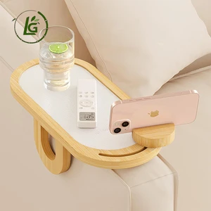 LG Hot Selling Customizable Bamboo Sofa Arm Tray Snack Holder Caddy Organizer Buddy Console Cup Bamboo Couch Cup Holder Tray