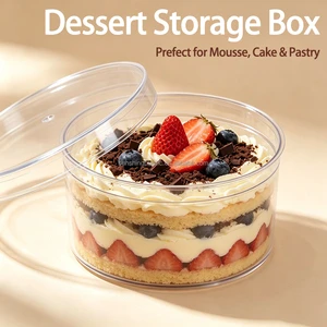 SUNSHING Transparent Round Shape Box Clear Plastic Gift Tub Acrylic Cake Dessert Container for Candy Bakery Packaging Storage