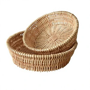 Wicker Willow-Plaited Storage Basket New Chinese Style Handmade Fruit Tray Candy Snack Holder Household Mantou Home Decor