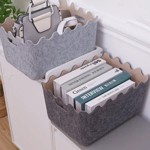 Wave-Edged Felt Storage Basket Big Capacity Space-saving Storage Organizer Multifunctional Toy Storage