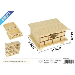 Wooden Decorative Storage Box with Legs 11.8x8.2x5x6.5x1.5 cm for Home Decoration