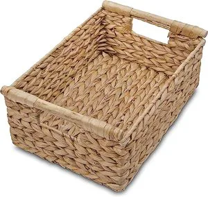 Natural Water Hyacinth Storage Basket With Handle For Living Room