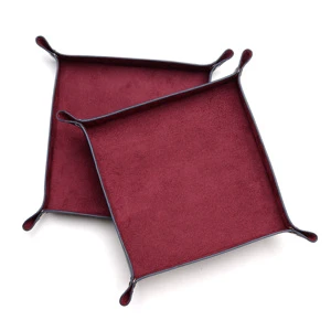 Wholesale Custom Storage Trays PU/ Genuine Leather Jewelry Box Leather Trays Storage Organizer Expandable Decorative Tray