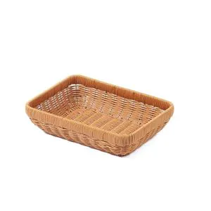 Modern Handmade Rectangular Plastic Rattan Wicker Fruit Basket Bread Woven Storage Baskets Home and Kitchen
