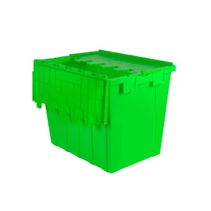 Best Quality Plastic Moving Crate Stackable Storage Attached Lid Containers Plastic Tote Turnover Box for Transport and Delivery