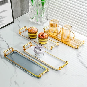 Plastic Thick Eco-Friendly Modern Luxury Organizer Storage Tray Multiple Colors for Kitchen Bathroom & Living Room Tableware