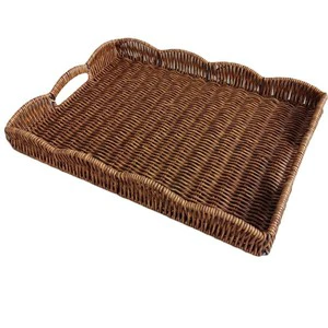 Modern Minimalist Single-Tier Plastic Fruit Tray Desktop Rattan Woven Storage Basket for Home Kitchen and Living Room Use