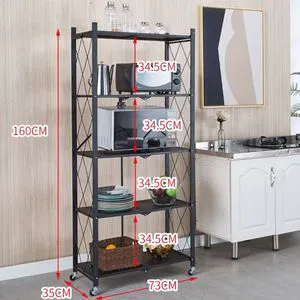 Metal Folding Storage Shelf With Wheels Kitchen Organize /commodity Racks Bathroom Organizer Rack Wire Shelving Garment Shelf