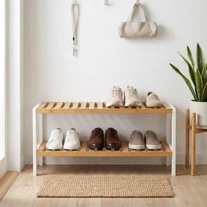 Natural House Free Standing Bamboo Shoe Rack for Living Room Closet Entryway Bedroom
