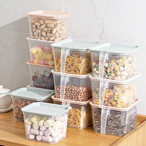 Stackable Clear Plastic Refrigerator Organizer Bins with Handle Lid for Food Storage and Freezer Use