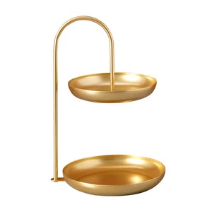 Multi-Functional 2-Tier Iron Classic Tray Living Room Bathroom Serving Organizing Stand Fruits Jewelry Snacks Dishwasher Safe