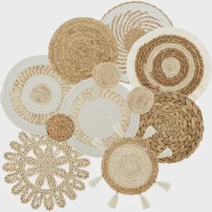 11pcs Aesthetic Handmade Woven Wall Basket Decor Rattan Wicker Hanging Wall Decorative Baskets