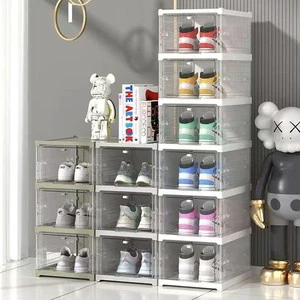 Installation-free Dismantling Shoe Rack Shoe Cabinet, Stackable Storage Display Cabinet, Thickened and Transparent