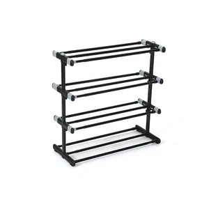 Modern Durable Iron Extendable Lightweight Shoe Rack Foldable Detachable Organizer Double Tiers Glossy Finish for Living Room