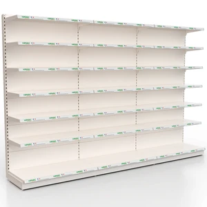 Low MOQ Heavy Duty Iron Metal Double-Sided Supermarket Shelves Gondola Racks For Convenience Stores Snack Shops Customizable