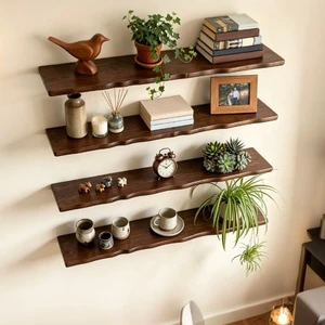 Factory Wholesale Live Edge Floating Shelves Set of 4, 35.4