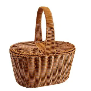 High Quality Vietnam Wicker Rattan Storage Basket for Fruit and Vegetable Pickings-Style Picnic Pattern Bag Outdoor Camping