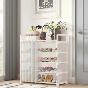 Customize Sturdy & Durable 4/5-Layer Cloth Shoe Rack Stand Metal Rust-proof Shoe Storage Organizer for Entryway & Bedroom