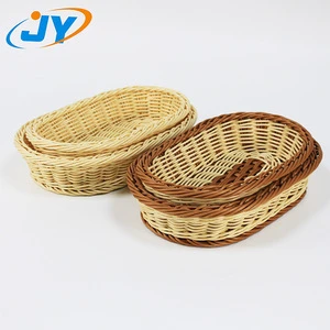 Hand-Woven Small Rectangle Rattan Basket PP Wicker And Straw Material For Fruit Vegetables Bread Snacks For Gifts Shopping