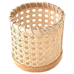 Factory Direct Natural Customizable Handmade European Style Glossy Finish Rattan Wicker Storage Baskets Buckets For Kitchen