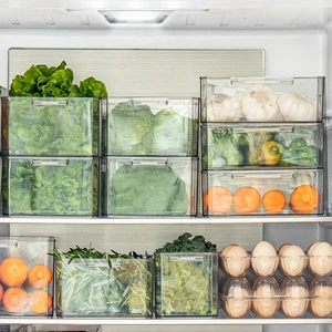 BPA Free Bins Clear Plastic Bins Fridge Refrigerator Organizer For Fridge Freezer Kitchen Cabinet Pantry Organization