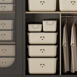 Modern Plastic Stackable Dustproof Storage Box with Lid (5L-10L Capacity) for Multi-Purpose Use in Wardrobe and Toy Storage