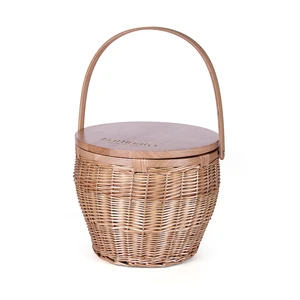 Custom Large Artificial Rattan Picnic Basket with Portable Lid Warm Wicker Storage Baskets for Storage and Portability
