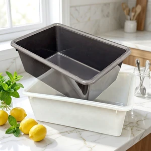Plastic Bus Box Restaurant Food Service Container Heavy Duty PE Storage Box for Tableware Handling Kitchen Organization