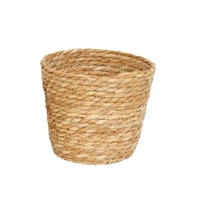 Straw Handmade Rattan Flower Basket Hug Bucket Cover Desktop Decoration Green Plant Storage Bridesmaid Minimalist Modern