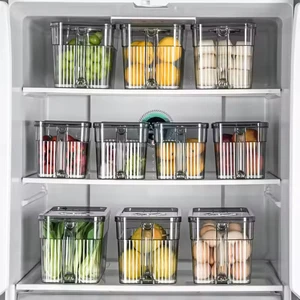 Wholesale Plastic Food Vegetable Fridge Organizer Container Drawer Stackable Transparent Kitchen Storage Boxes for Home
