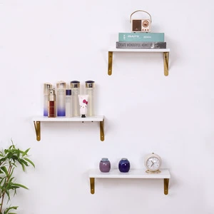 Set of 3 Farmhouse Elegant White Multifunctional Wall Storage Home Decor Wood Floating Shelves