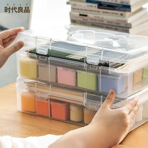 Multi-functional Item Storage Container Double-layer Transparent Plastic Storage Box for Home